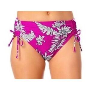 1799 California Waves Juniors High-Waist Bikini Bottoms PINK FLORAL sz L